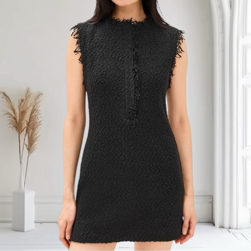IRO Paris Solai Textured Sleeveless Mini Dress in Black Sz 34 (US 2) NWT